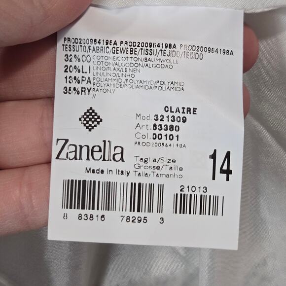 Zanella Claire Blazer Jacket Tweed Cotton Linen Gray Silver Metallic 14 Plus - Picture 5 of 8